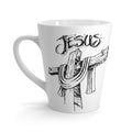 Front view of Jesus and the Cross latte mug