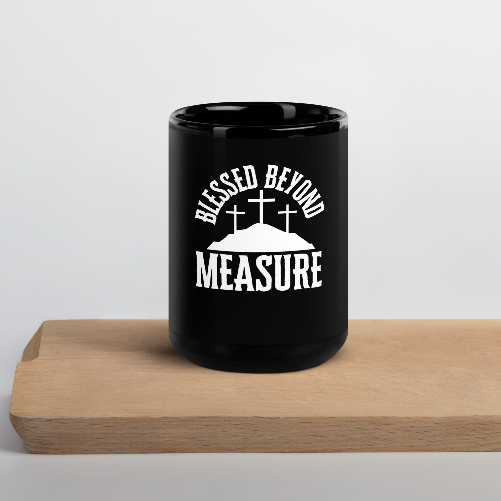 "Blessed Beyond Measure" Black Ceramic Faith Mug - Psalm 23:5 Inspired