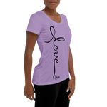 Light Purple LOVE & Jesus Cursive Shirt - Front View 3/4 Model mock up