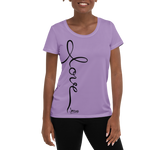 LOVE & Jesus Christian T-Shirt - Close-Up of Cursive Text