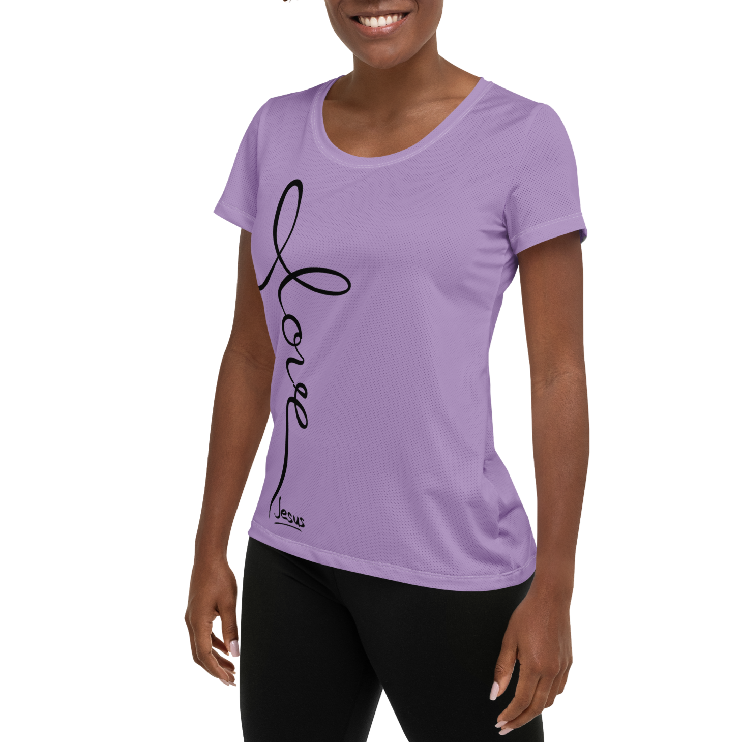 
Faith-Inspired Light Purple Shirt - Styled Outfit View Model Mock up