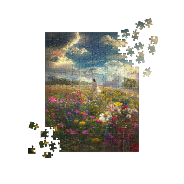 Inspirational Jigsaw Puzzle - Jesus in Field of Flowers, Family Fun