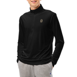 Gospel Noir Pullover Black Zip up Sweatshirt "Unsolved He is Risen" Mock up Model shot BACK BLK