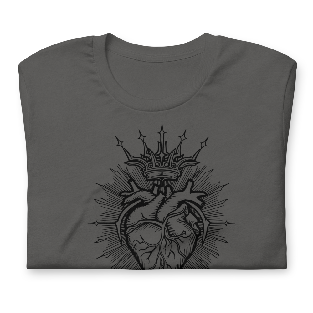 Jesus Heart T-Shirt – Subtle Faith Style in Classic Gray