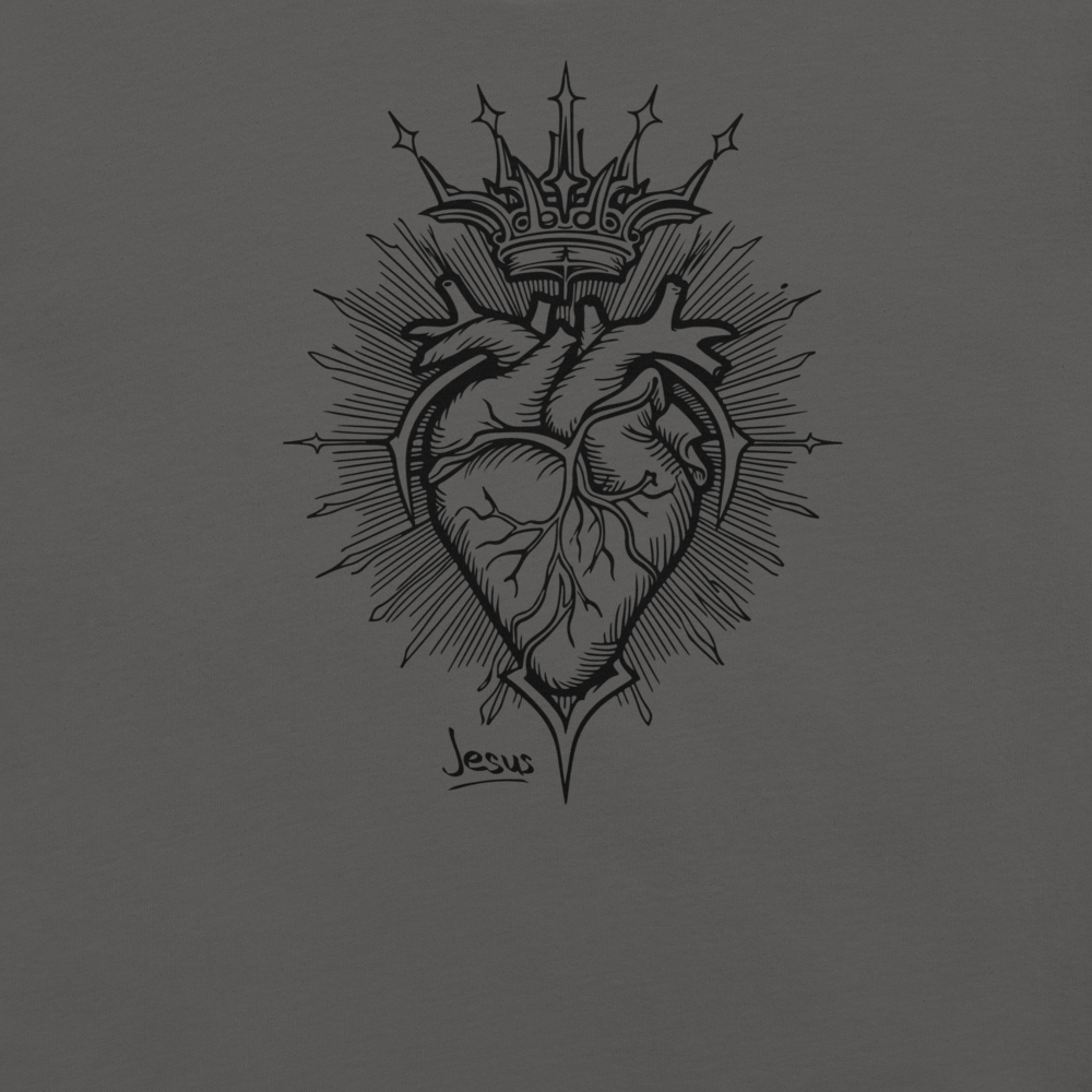 Jesus Heart T-Shirt – Subtle Faith Style in Classic Gray