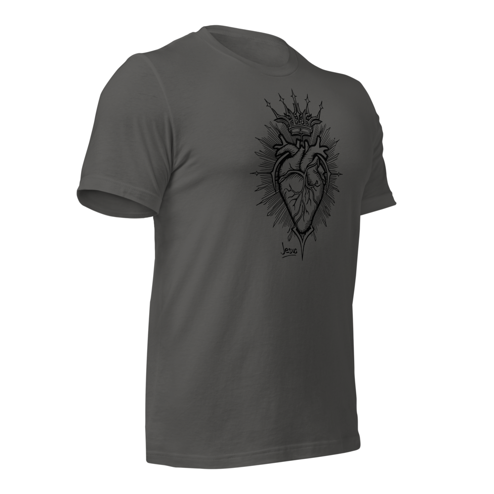 Jesus Heart T-Shirt – Subtle Faith Style in Classic Gray