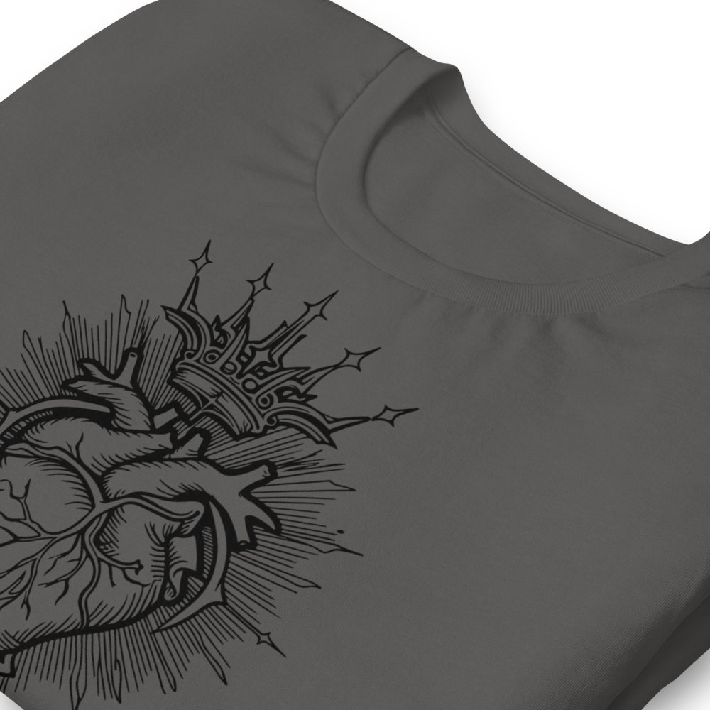 Jesus Heart T-Shirt – Subtle Faith Style in Classic Gray