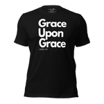 3D mockup of 'Grace Upon Grace' T-shirt, black color.