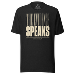 Black Gospel Noir Christian t-shirt with The Evidence Speaks Romans 1:20 front print Heather Black