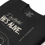 Close-up of Gospel Noir collar label inside Christian streetwear t-shirt