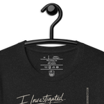 Close-up of Gospel Noir collar label inside Christian streetwear t-shirt Hanger Black