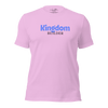 Kingdom Builders T-Shirt – Bold Blue & White on Pink