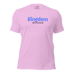 3D mockup of 'Kingdom Builders' T-shirt in pink.