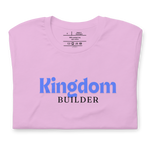 Kingdom Builders T-Shirt – Bold Blue & White on Pink