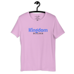 Kingdom Builders T-Shirt – Bold Blue & White on Pink