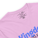 Kingdom Builders T-Shirt – Bold Blue & White on Pink