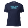 Living on a Prayer T-Shirt – Neon Glow on Navy