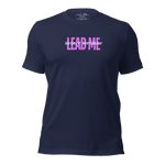 3D mockup of 'Holy Spirit Lead Me' T-shirt, navy color.