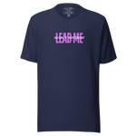 Front view of the navy 'Holy Spirit Lead Me' T-shirt on a flat surface.