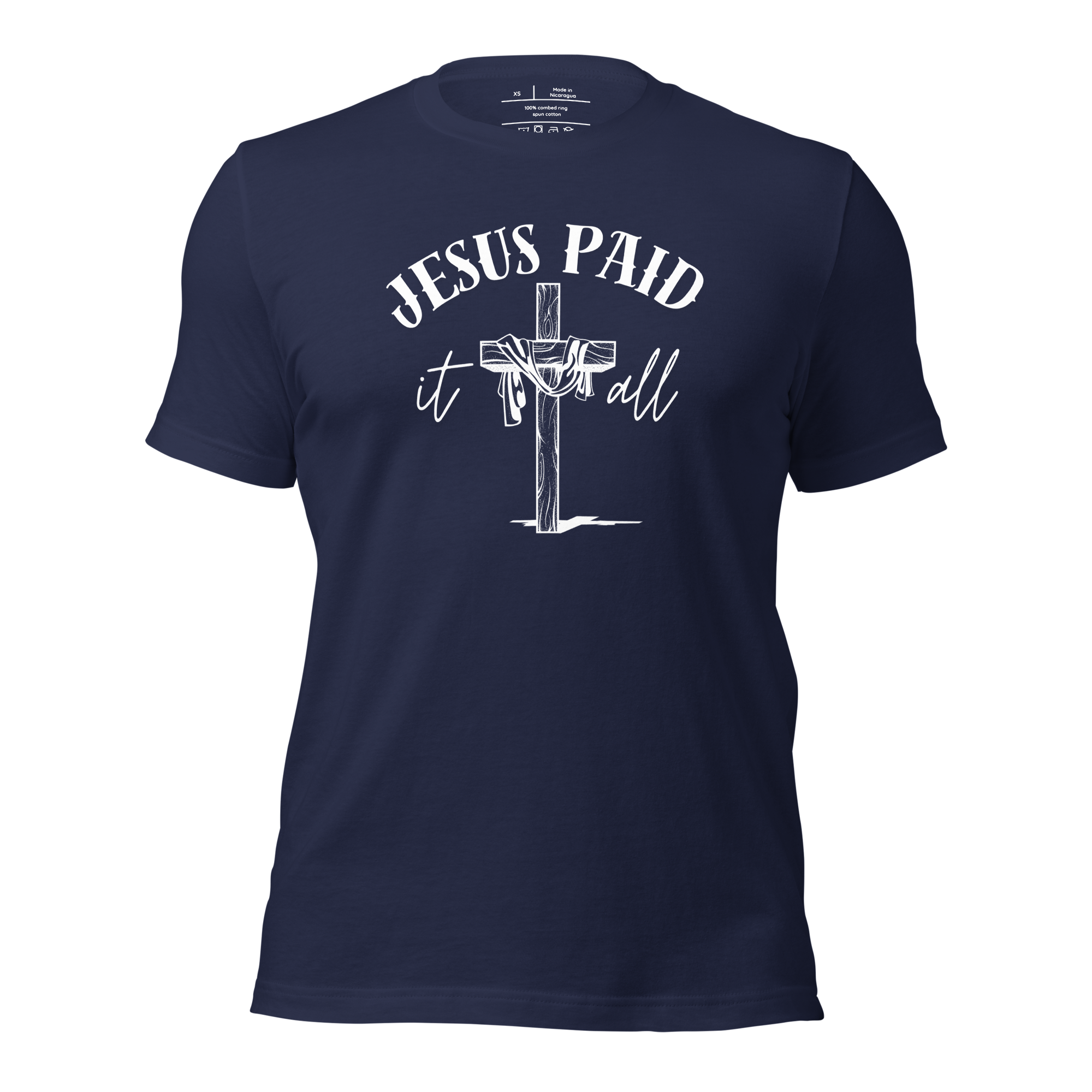 3D model of 'Jesus Paid It All' T-shirt in black.