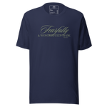 Front view of Navy 'Wonderfully Made' T-shirt showing gold text.