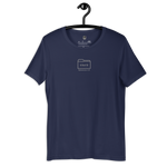 Gospel Noir Filed Under Grace Ephesians 2:8 vintage navy Christian t-shirt displayed on hanger