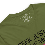 Logo stamp inside the 'Army of Faith' T-shirt in Army Green, highlighting brand details and care instructions. Features soft, durable fabric with a design inspired by Ephesians 6:11, emphasizing quality and faith-driven craftsmanship.