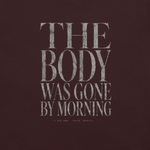 Logo design the body was gone by morning On Oxblood red