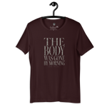 The Body Was Gone By Morning Christian t-shirt displayed on hanger - Oxblood "The Body was Gone By Morning" Gospel Noir Investigative Tshirt