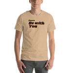 3D mockup of navy 'Peace Be With You' T-shirt.