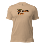 3D mockup of navy 'Peace Be With You' T-shirt.