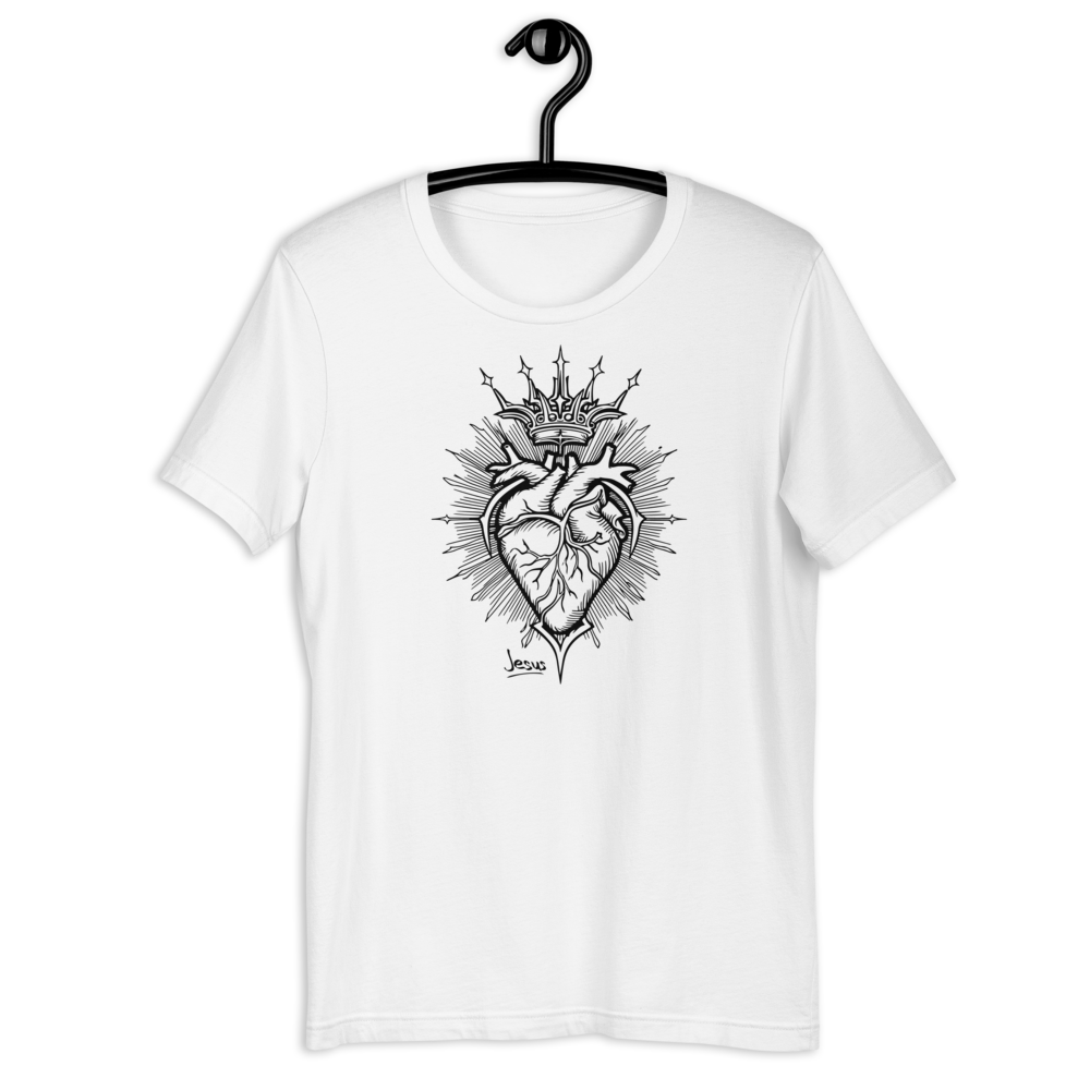 Jesus Heart T-Shirt – Subtle Faith Style in Classic Gray
