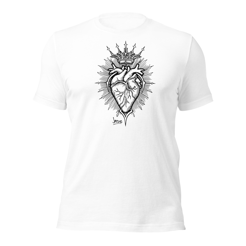 Jesus Heart T-Shirt – Subtle Faith Style in Classic Gray