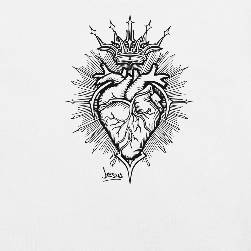Jesus Heart T-Shirt – Subtle Faith Style in Classic Gray