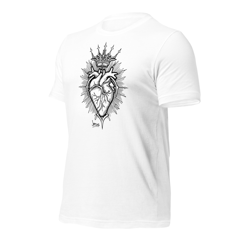 Jesus Heart T-Shirt – Subtle Faith Style in Classic Gray