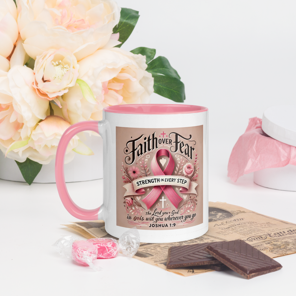 Breast Cancer Awareness Mug – Strength & Courage | Joshua 1:9
