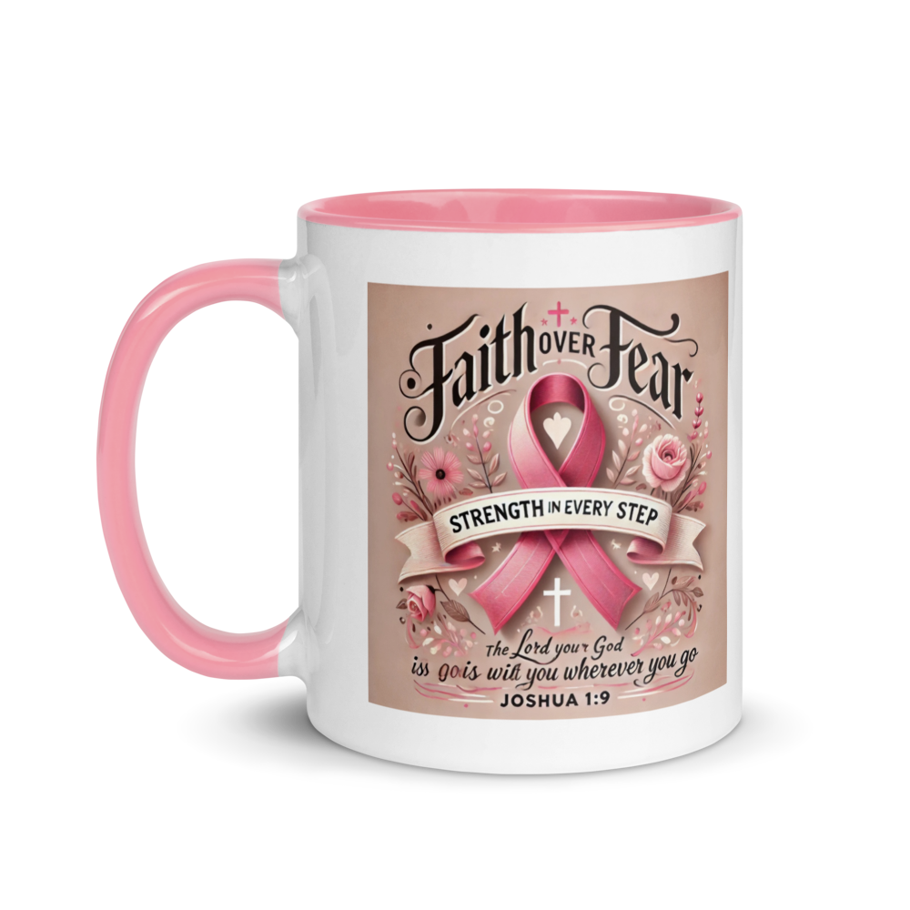 Breast Cancer Awareness Mug – Strength & Courage | Joshua 1:9