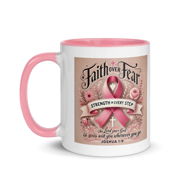 Breast Cancer Awareness Mug – Strength & Courage | Joshua 1:9
