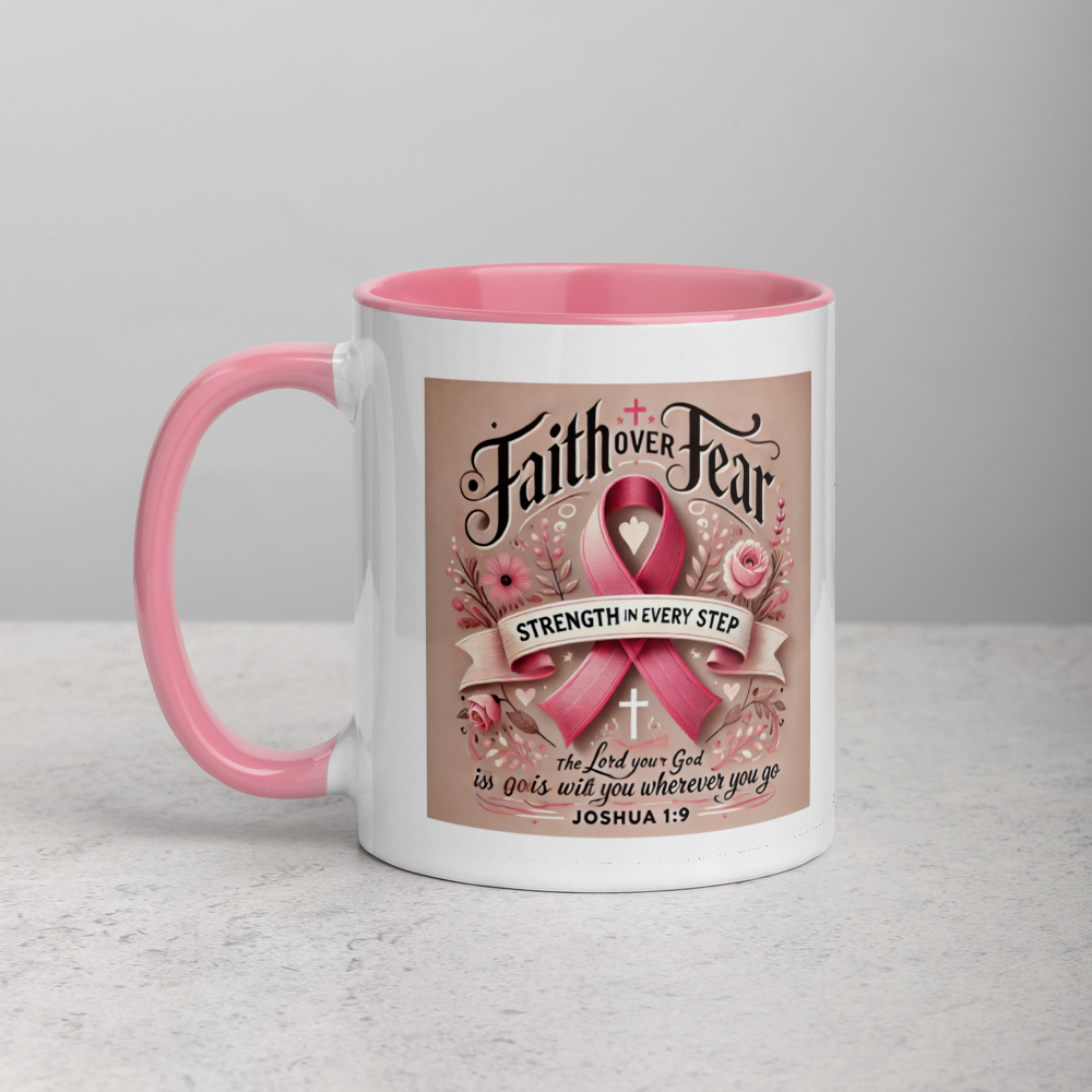 Breast Cancer Awareness Mug – Strength & Courage | Joshua 1:9