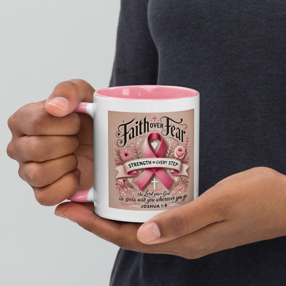 Breast Cancer Awareness Mug – Strength & Courage | Joshua 1:9