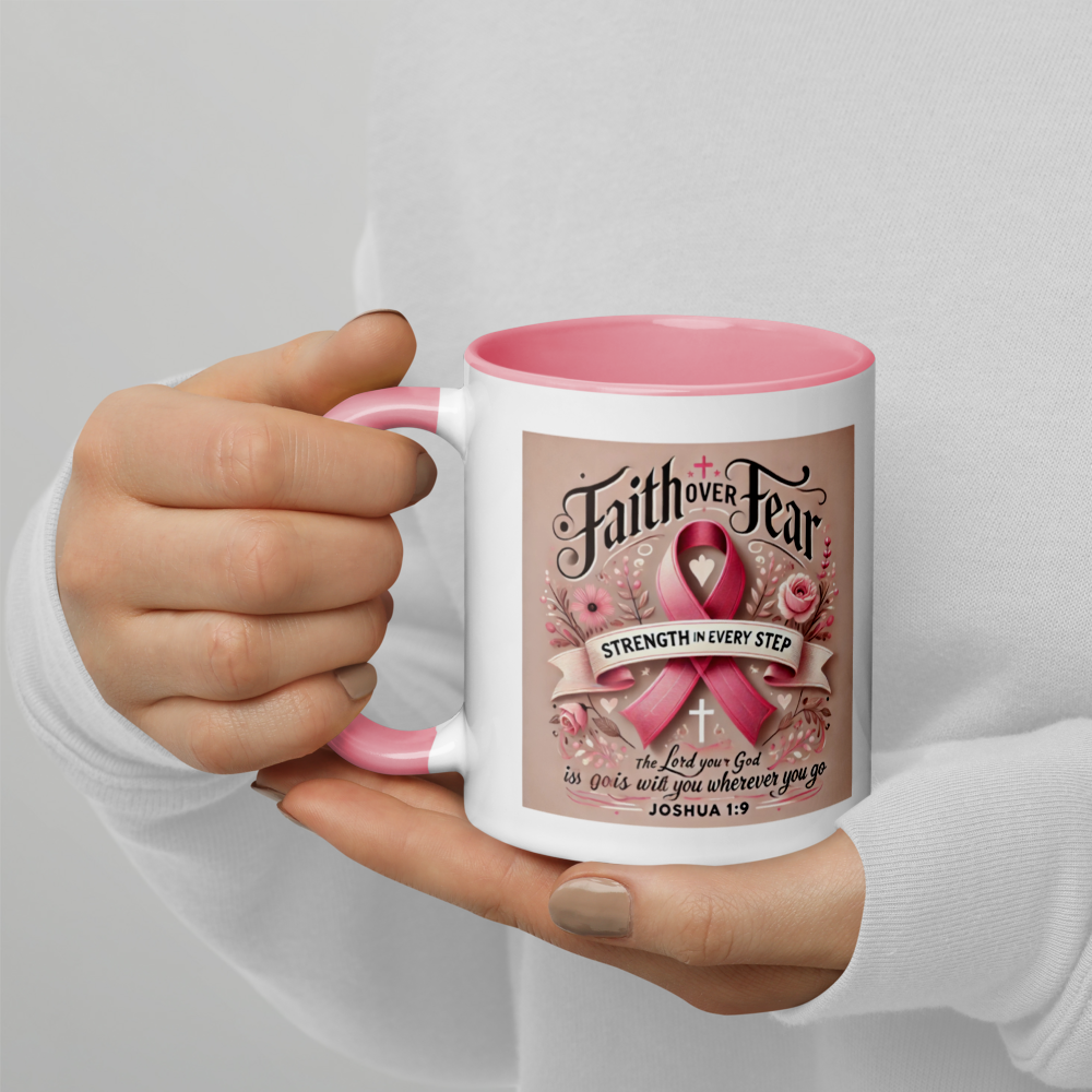 Breast Cancer Awareness Mug – Strength & Courage | Joshua 1:9