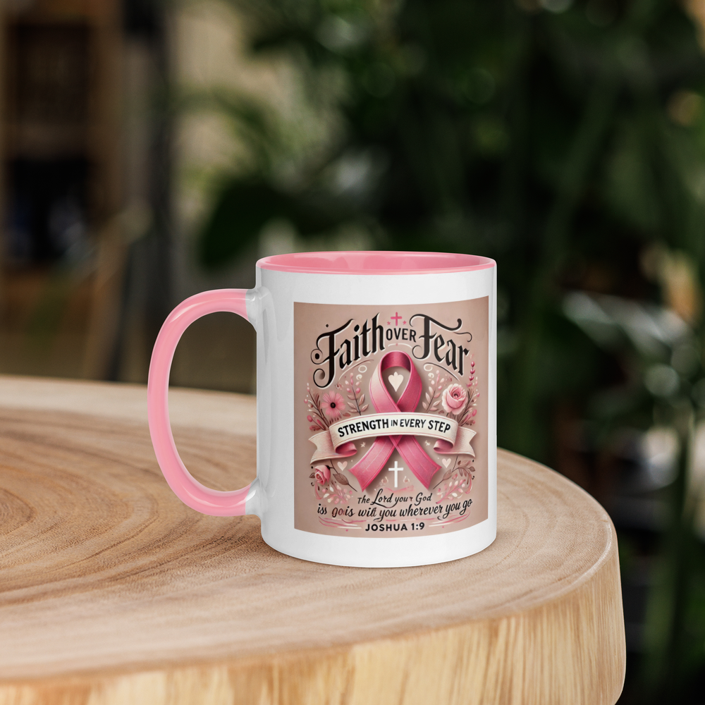 Breast Cancer Awareness Mug – Strength & Courage | Joshua 1:9
